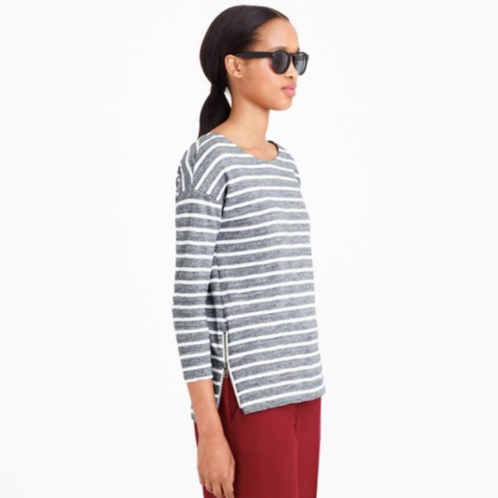 J.Crew Grey Striped Side Zip Shirt - XS